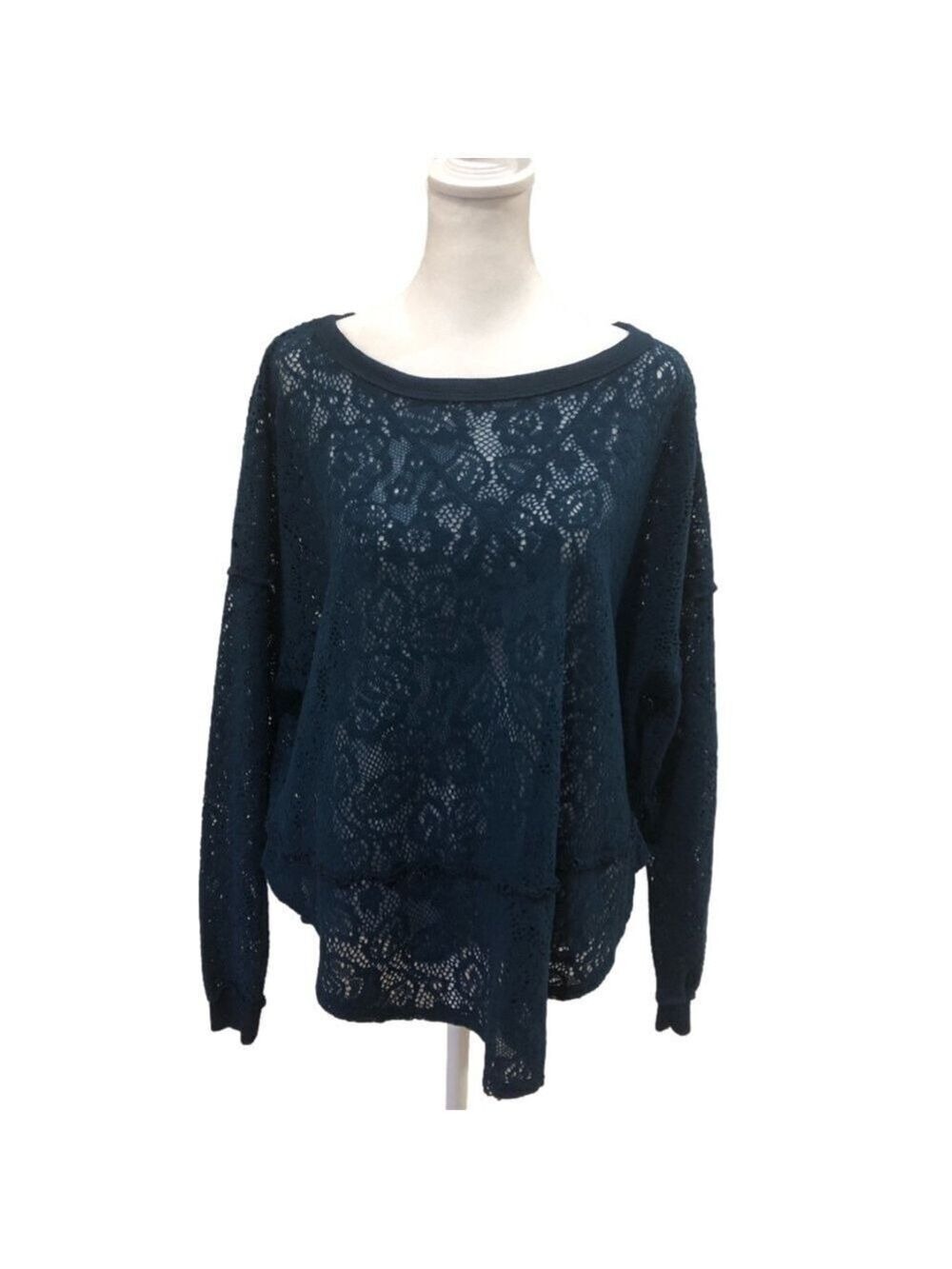 Free People Not Cold in this Top oversized long sleeve hi-low top. Dark teal. XS